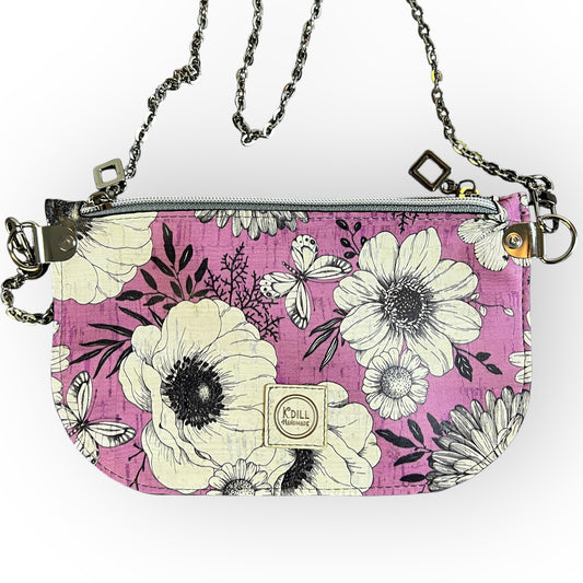 Double Zip Wristlet - Monochrome Flowers